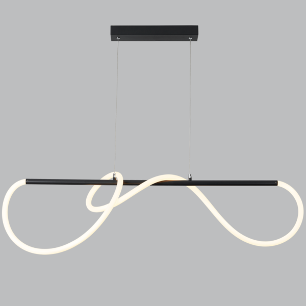 Matt Black Metal and Flexible LED Silicone Tubing Pendant